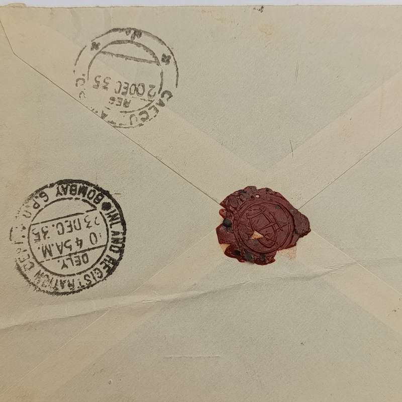 Airmail Cover Batavia to Bombay British India with 2 Nederlandsche India stamps