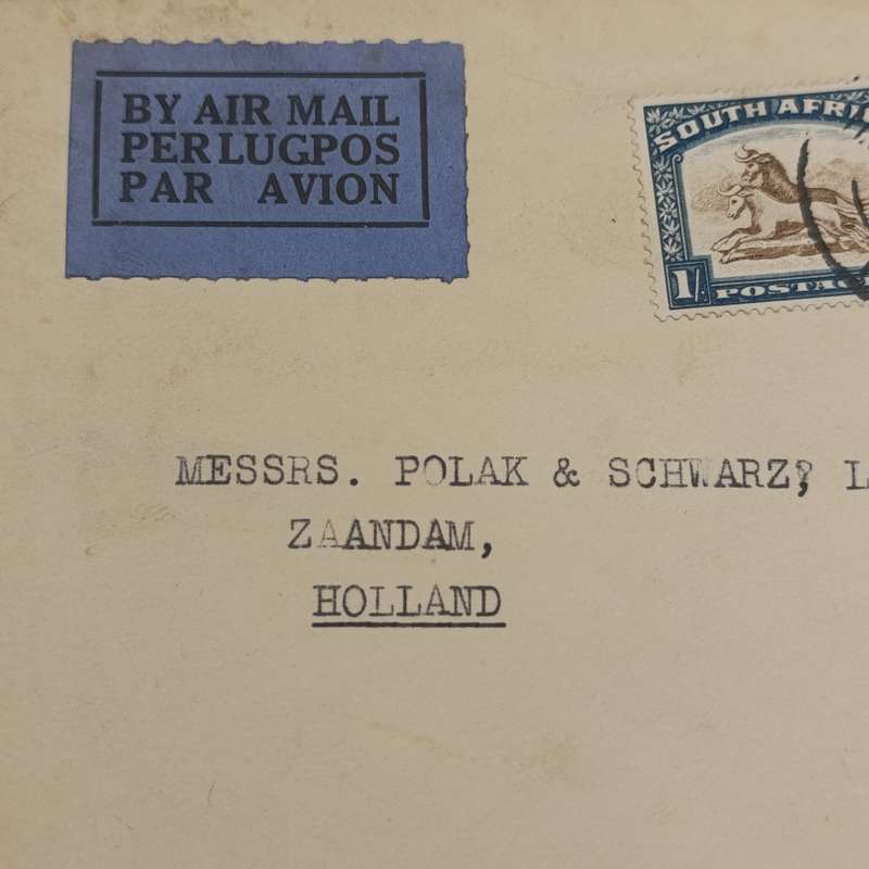 Airmail Cover Johannesburg South Africa to Zaandam Holland with SACC 49 used