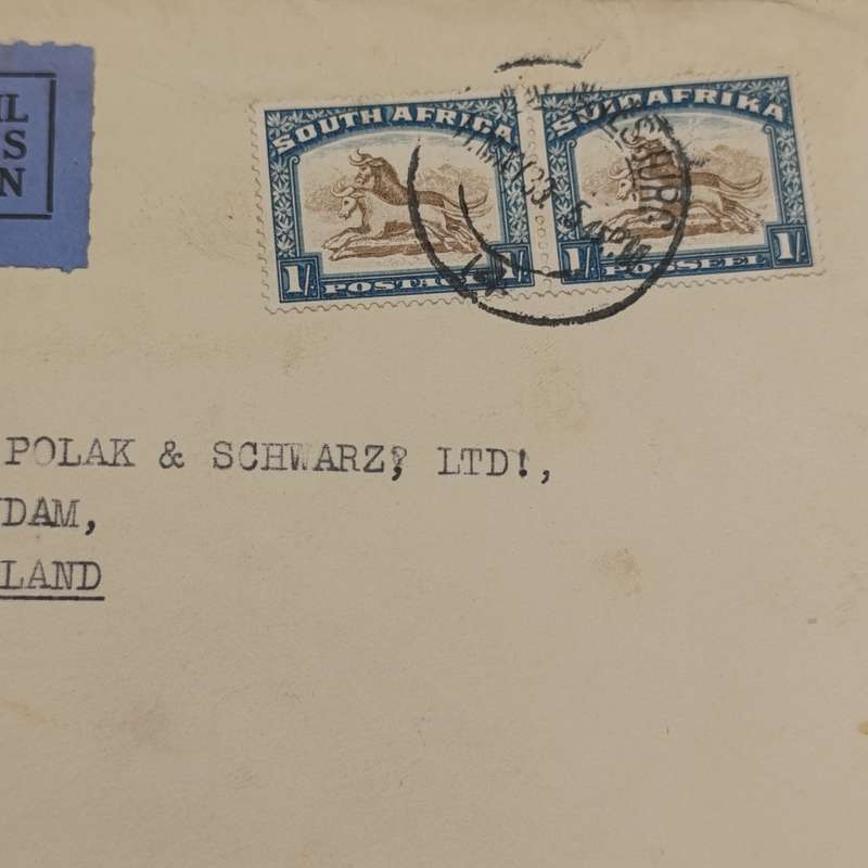 Airmail Cover Johannesburg South Africa to Zaandam Holland with SACC 49 used