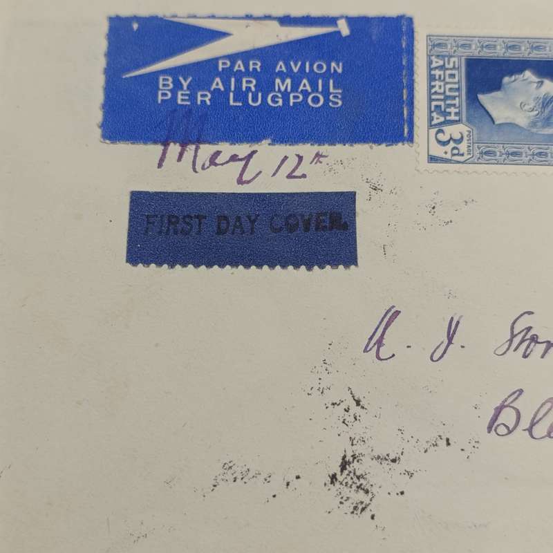 Airmail cover Wagenaars - Kraal South Africa to Blantyre Nyasaland with 3 South African stamps