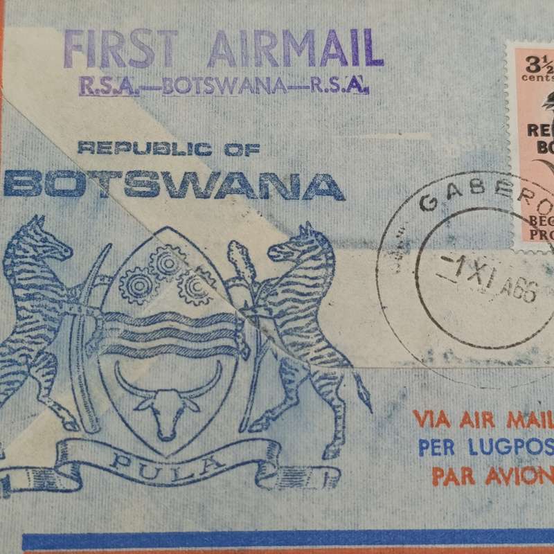 First Air Mail cover between RSA - Botswana 1 November 1966 with SACC 240 and Johannesburg