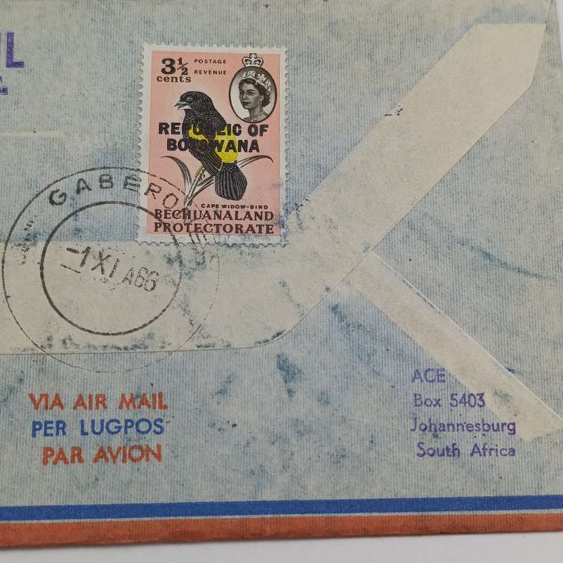 First Air Mail cover between RSA - Botswana 1 November 1966 with SACC 240 and Johannesburg