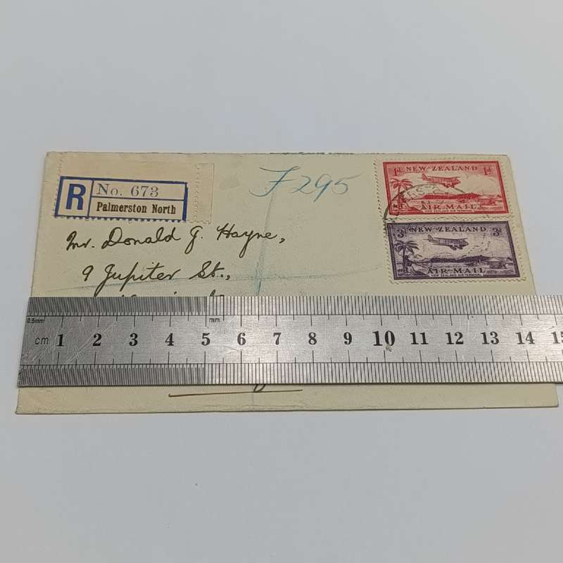 Registered Air Mail cover from Palmerston North New Zealand to Johannesburg South Africa