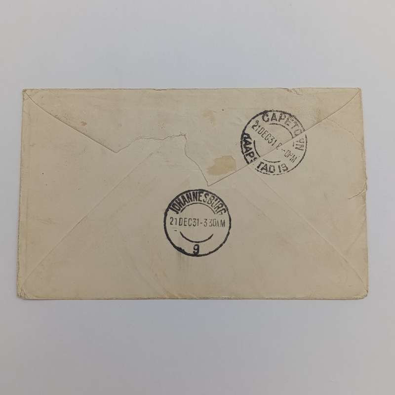 Imperial Airways First Air Mail cover from England to South Africa with British one Shilling stamp