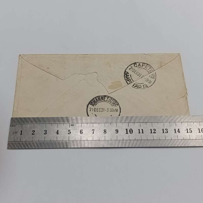 Imperial Airways First Air Mail cover from England to South Africa with British one Shilling stamp