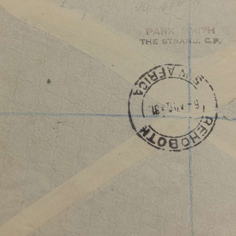 Registered Air Mail cover Rehoboth to Windhoek 6 August 1931 with SACC 99