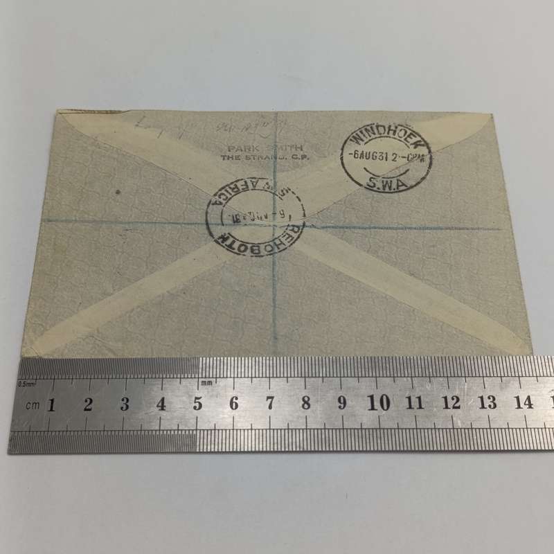 Registered Air Mail cover Rehoboth to Windhoek 6 August 1931 with SACC 99
