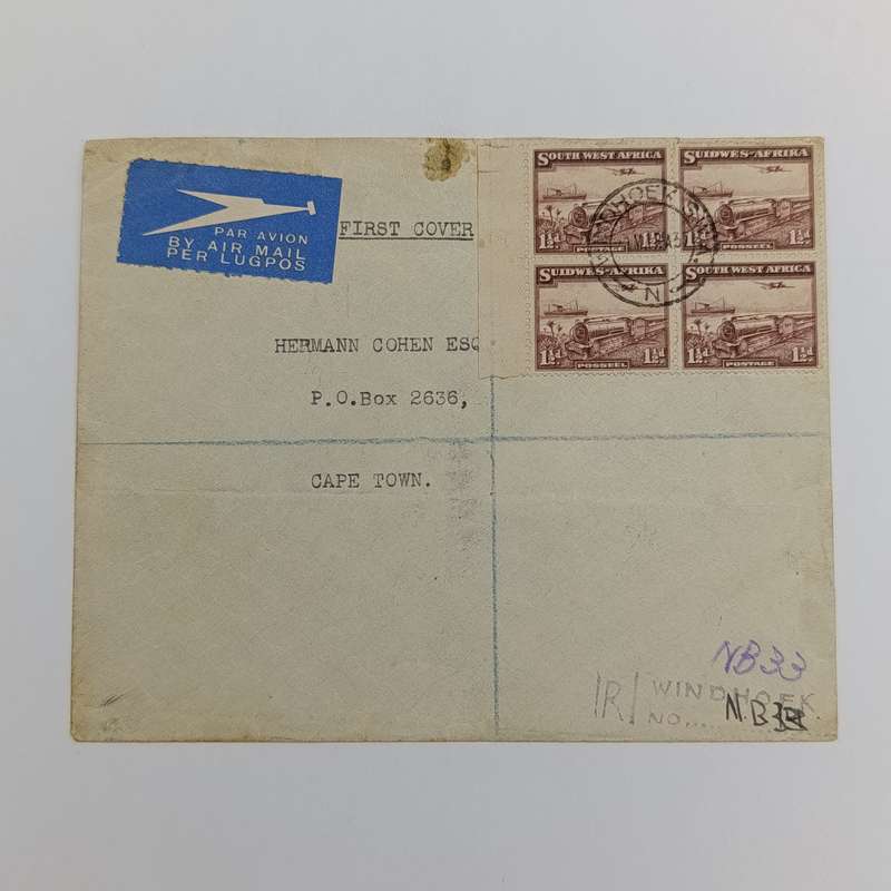 First day cover Airmail Windhoek South West Africa to Cape Town South Africa