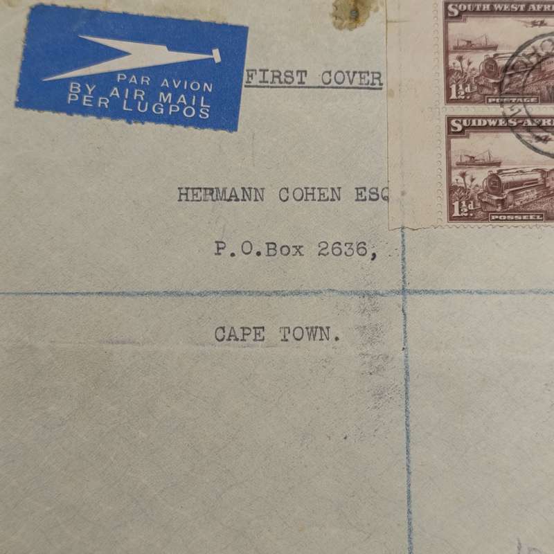 First day cover Airmail Windhoek South West Africa to Cape Town South Africa