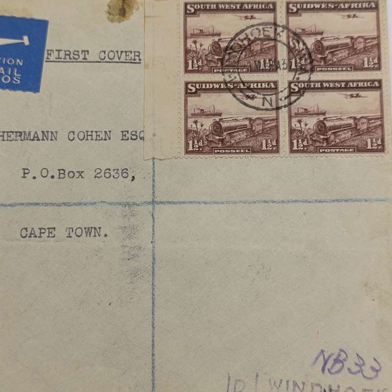 First day cover Airmail Windhoek South West Africa to Cape Town South Africa