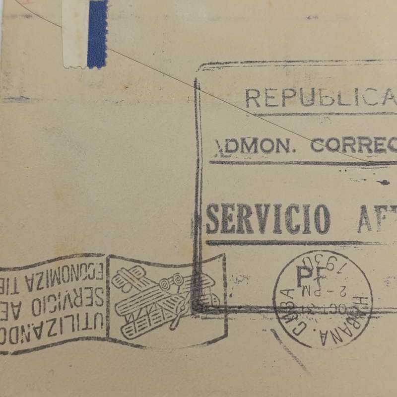 Cuban first flight cover 31 Oct 1930 Santiago to Havana on pre printed airmail cover