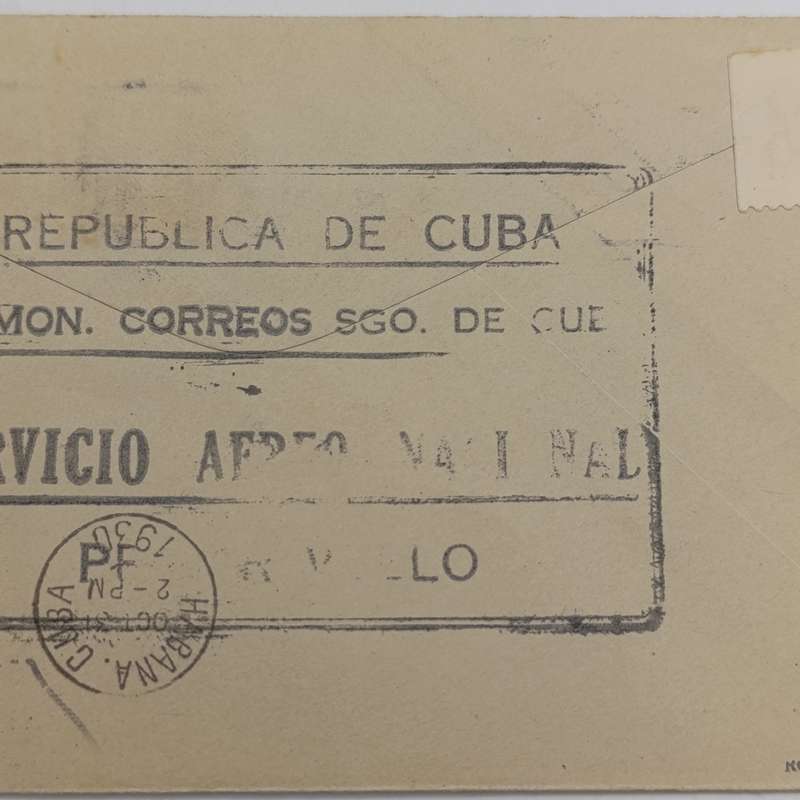 Cuban first flight cover 31 Oct 1930 Santiago to Havana on pre printed airmail cover