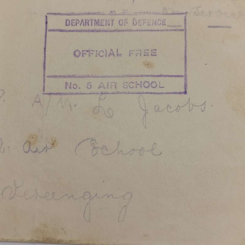 On Service  cover official free from no 5 Air School to no 22 Air School Vereeniging