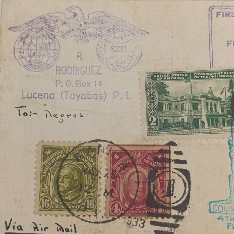 Airmail cover First regular Air mail service manila - Iloilo - Negros Philippines - First day cover