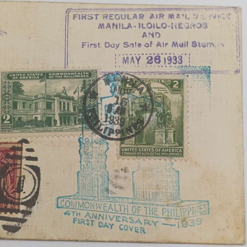 Airmail cover First regular Air mail service manila - Iloilo - Negros Philippines - First day cover