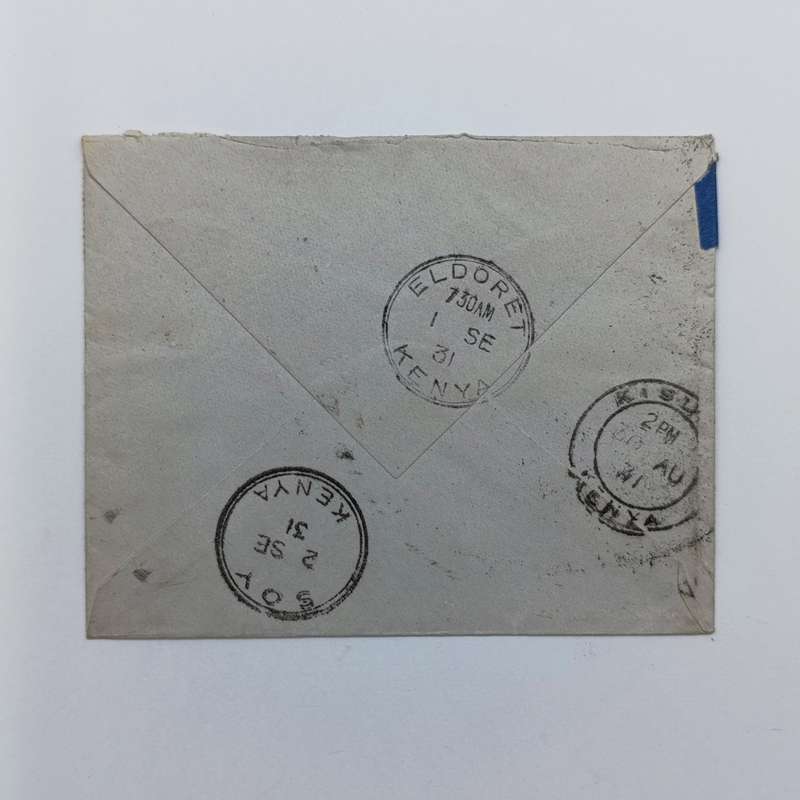 Airmail Cover Newmarket Suffolk 20 Aug 1931 to Kenya Colony British East Africa