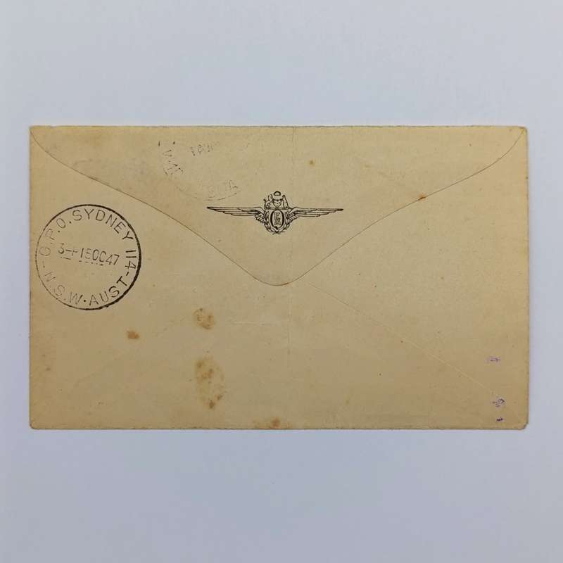 First Flight Cover Norfolk Island Australia 14 Oct 1947 signed by the pilot backstamped Sydney