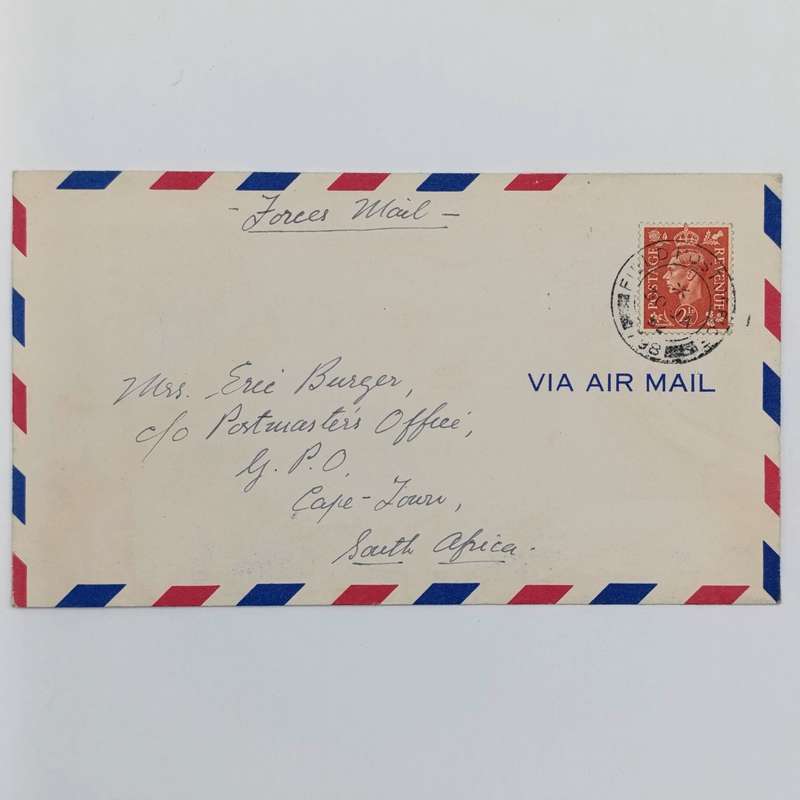Air Mail cover Field Post office 798 - Forces mail of SAAF in Korea to Cape Town South Africa