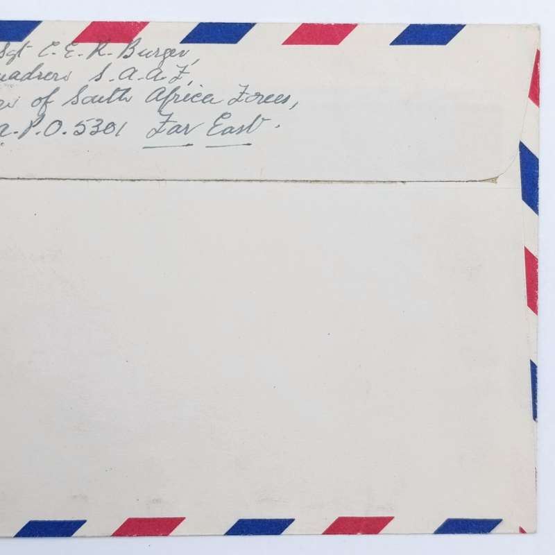 Air Mail cover Field Post office 798 - Forces mail of SAAF in Korea to Cape Town South Africa