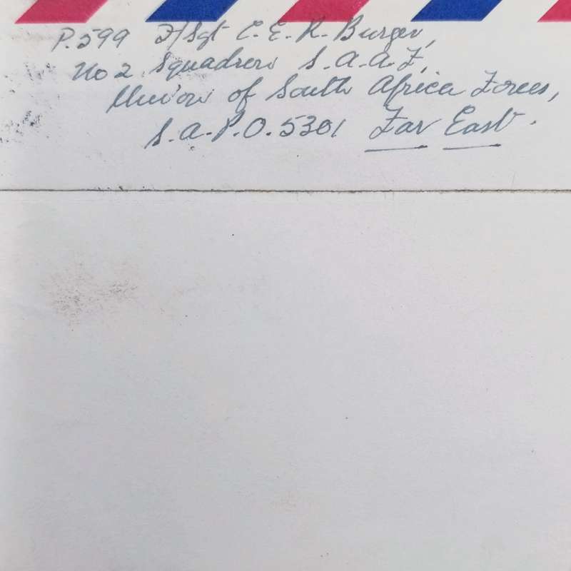 Air Mail cover Field Post office 798 - Forces mail of SAAF in Korea to Cape Town South Africa