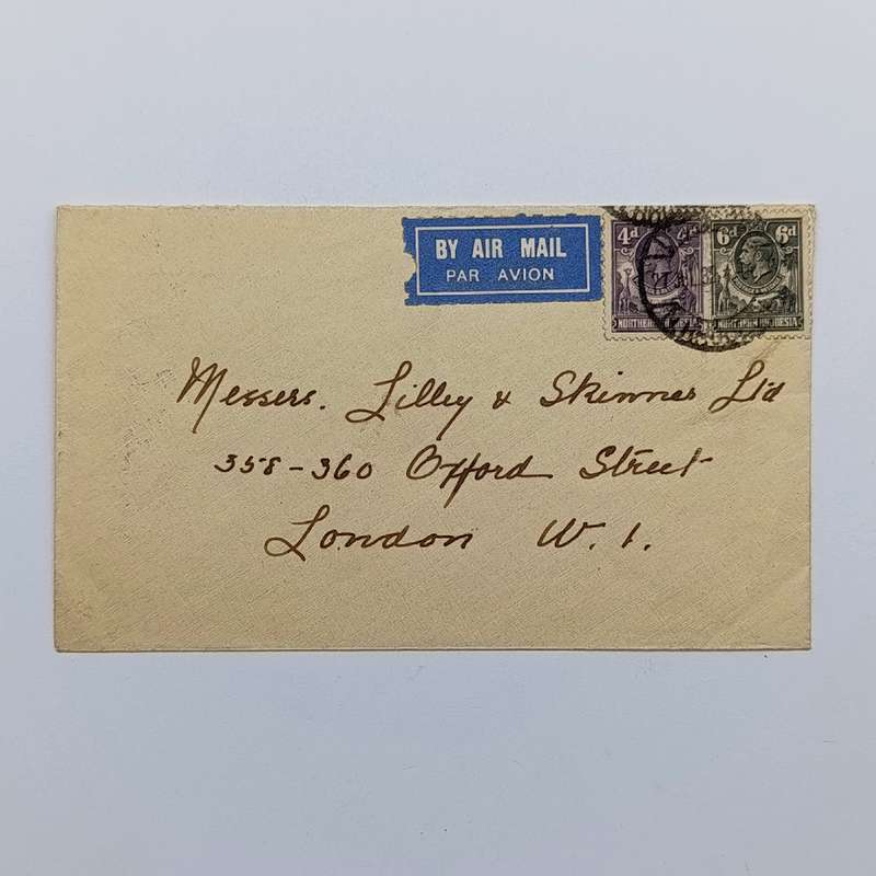 Airmail cover Northern Rhodesia to London with 2 Northern Rhodesia stamps cancelled 27 Jul 1932