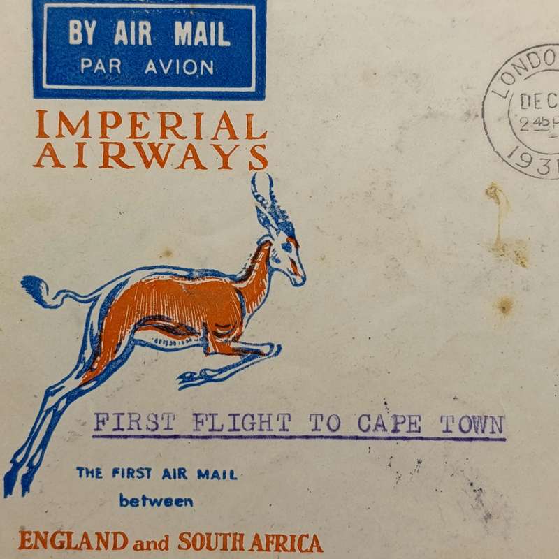 Imperial Airways first flight London to Cape Town 8 Dec 1931 - Arrived Johannesburg 21 Dec 1931