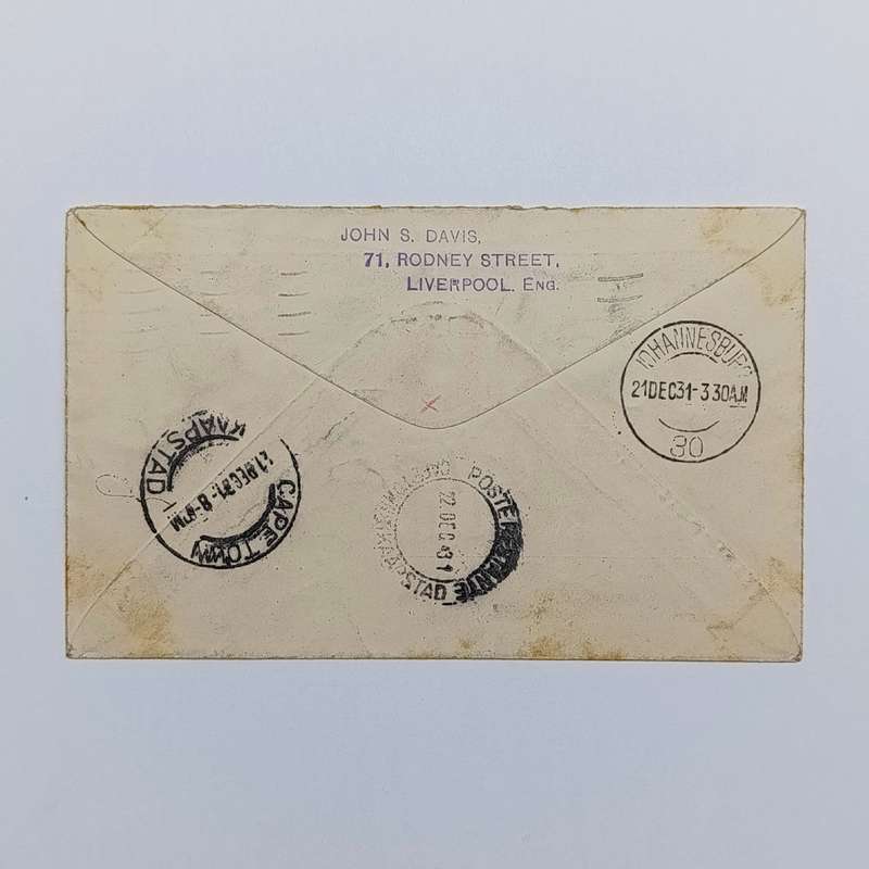 Imperial Airways first flight London to Cape Town 8 Dec 1931 - Arrived Johannesburg 21 Dec 1931