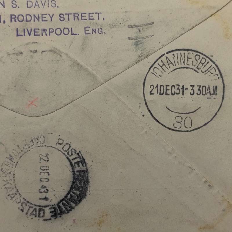 Imperial Airways first flight London to Cape Town 8 Dec 1931 - Arrived Johannesburg 21 Dec 1931