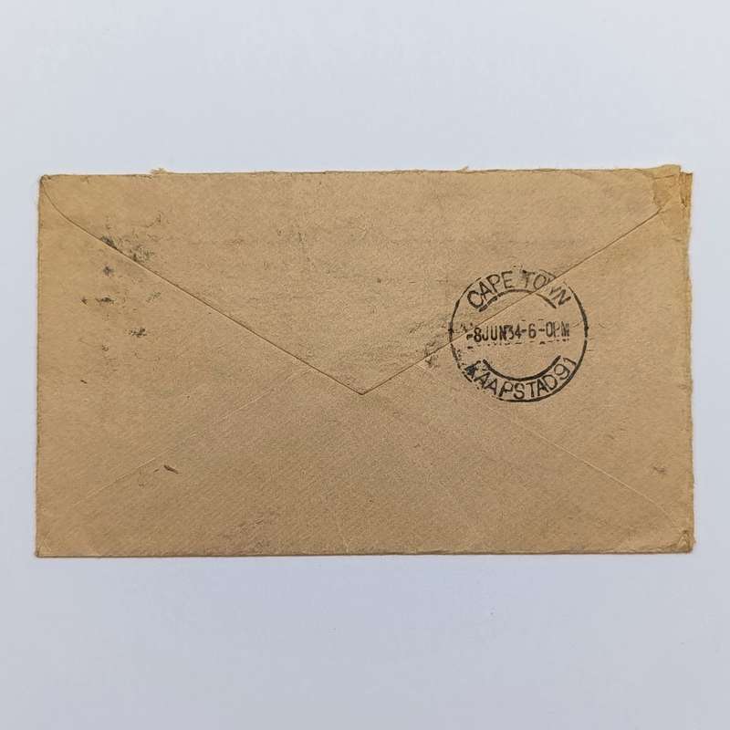 Airmail Cover London to Cape Town with British 10 pence and 15 stamps cancelled 25 May 1934