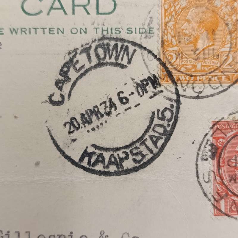 Airmail Postcard with airmail label marked "By Accelerated Service" London to Cape Town