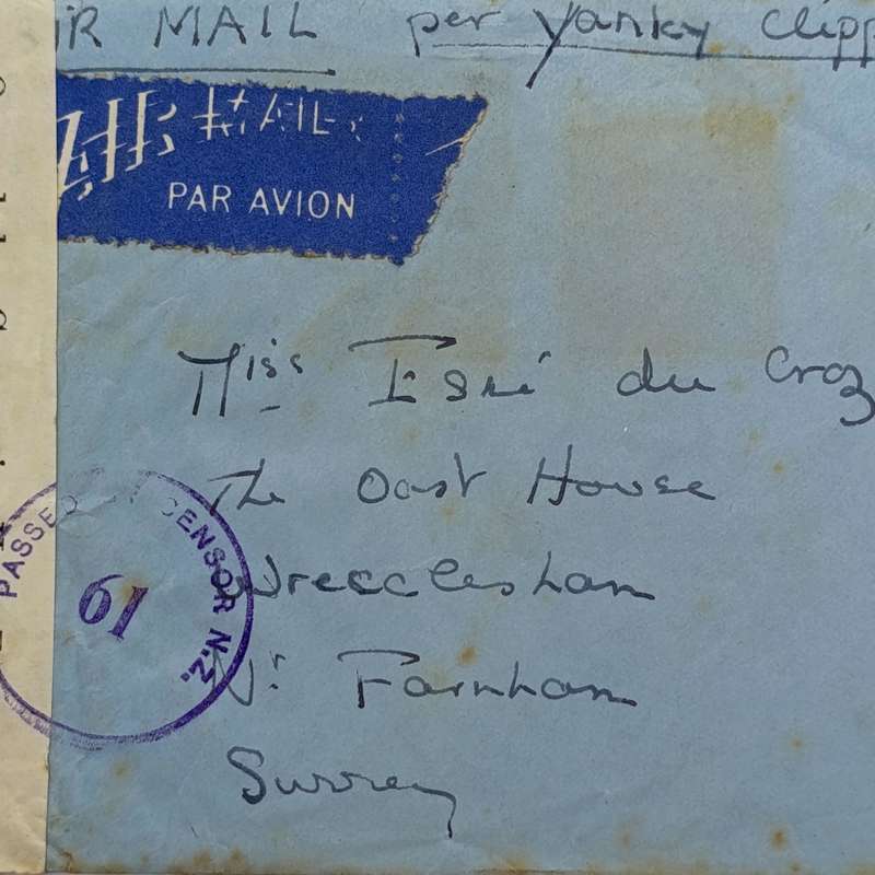 Air mail cover New Zealand to England