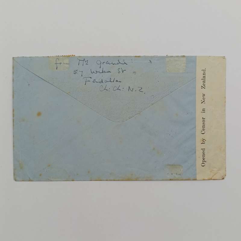 Air mail cover New Zealand to England