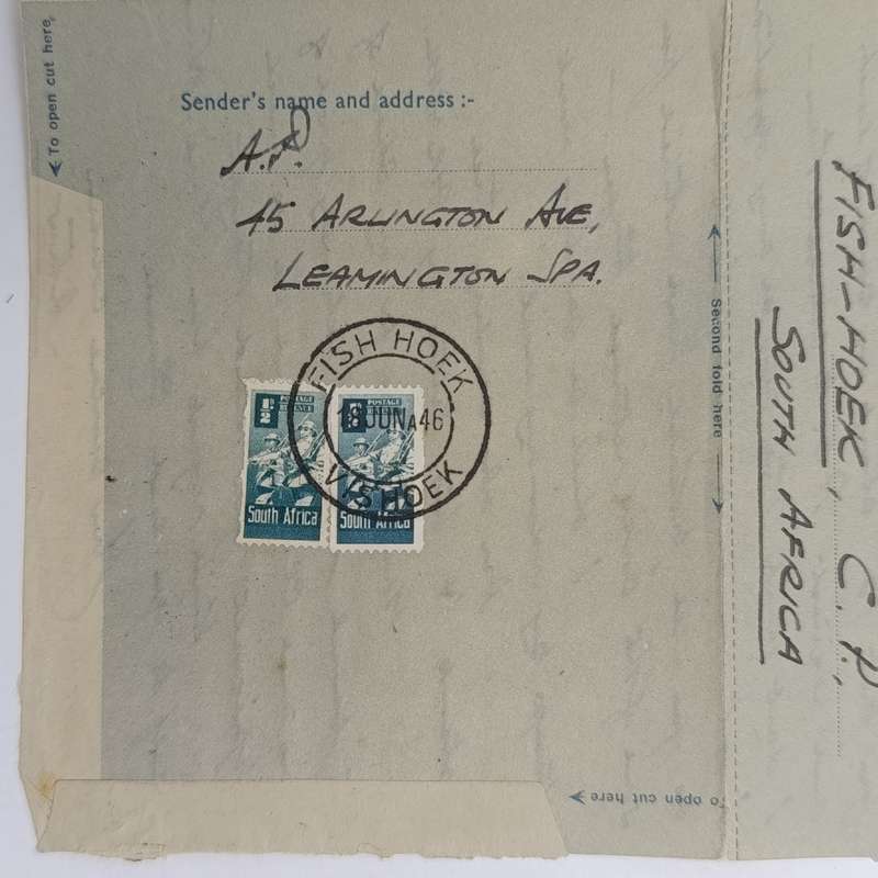 British First Day air mail peace cover 11 June 1946 England to South Africa