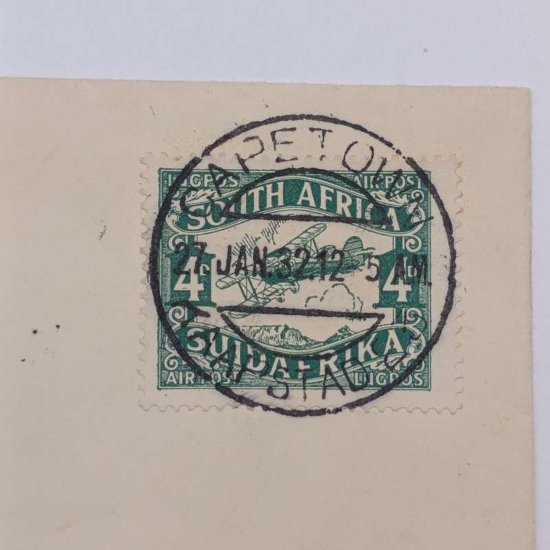 Airmail cover Cape Town to Johannesburg South Africa with 4d stamp cancelled
