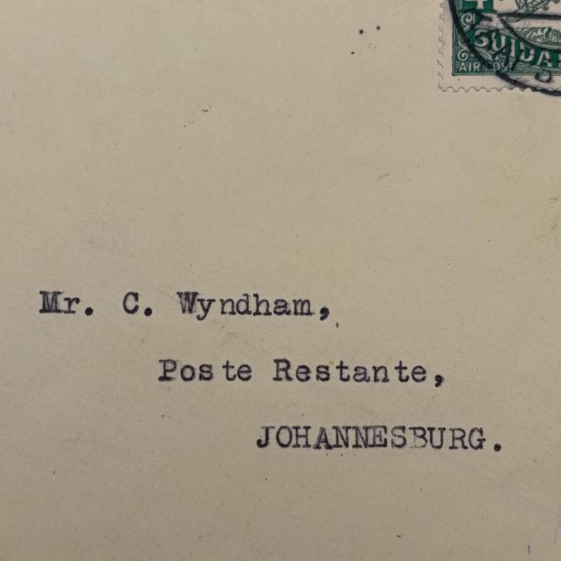 Airmail cover Cape Town to Johannesburg South Africa with 4d stamp cancelled