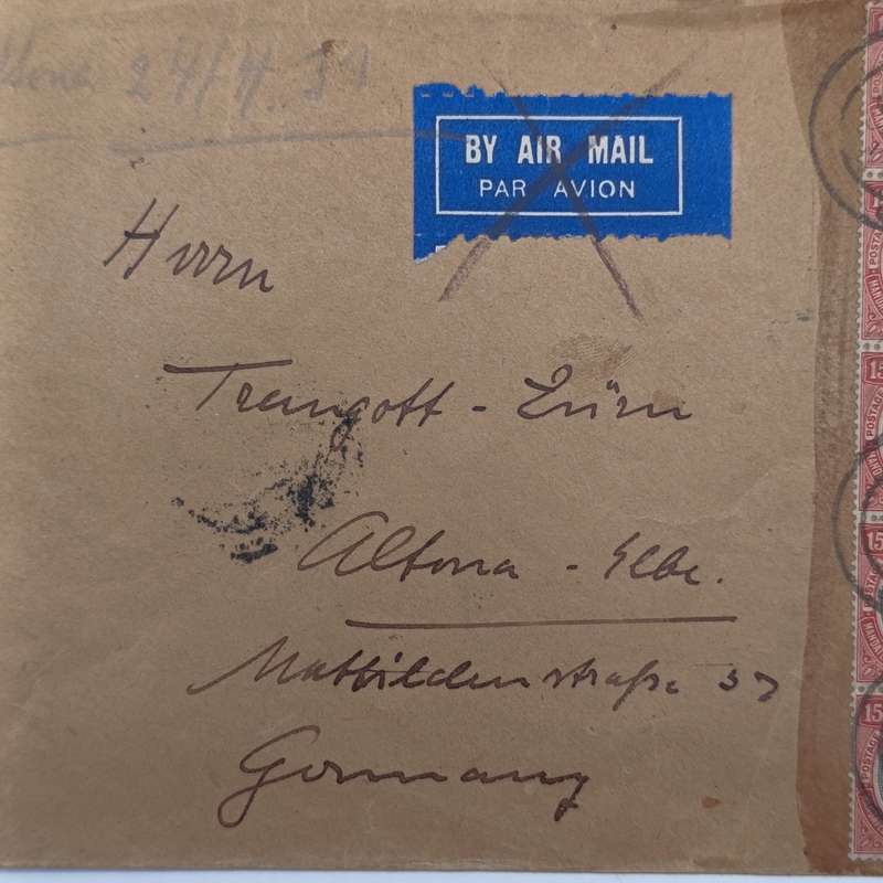 Airmail cover Tanganyika to Germany with 5x Tanganyika stamps cancelled 3 April 1933 Morogoro