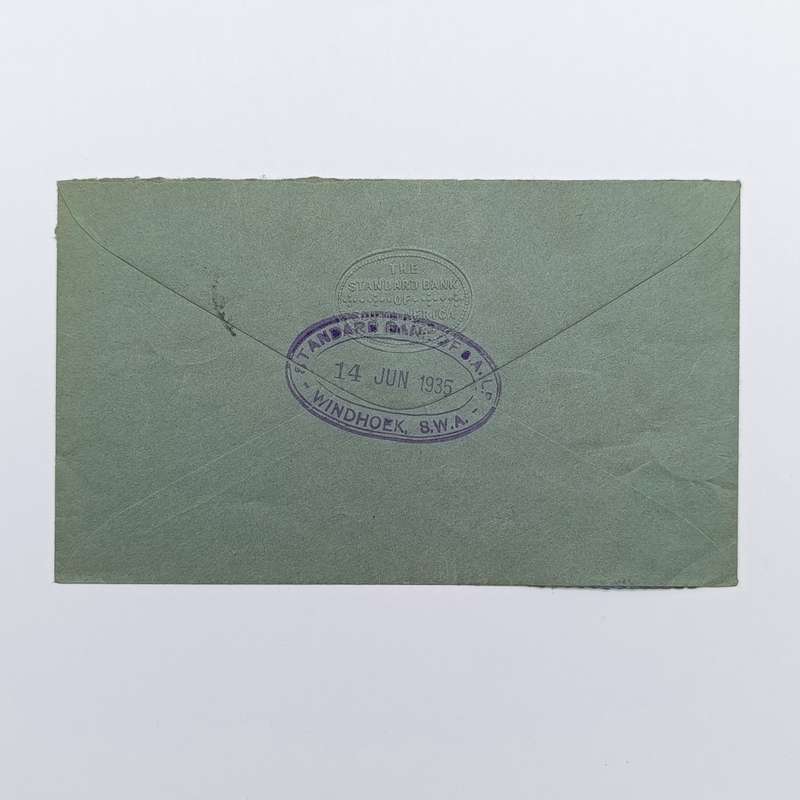 Airmail cover Windhoek SWA to Salisbury Rhodesia with 4 x 1935 SWA stamps cancelled 15-6-35 Windhoek