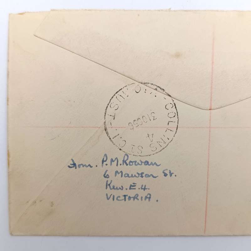 Registered Airmail First day cover from Victoria Australia to Cape Town South Africa 31 October 1956