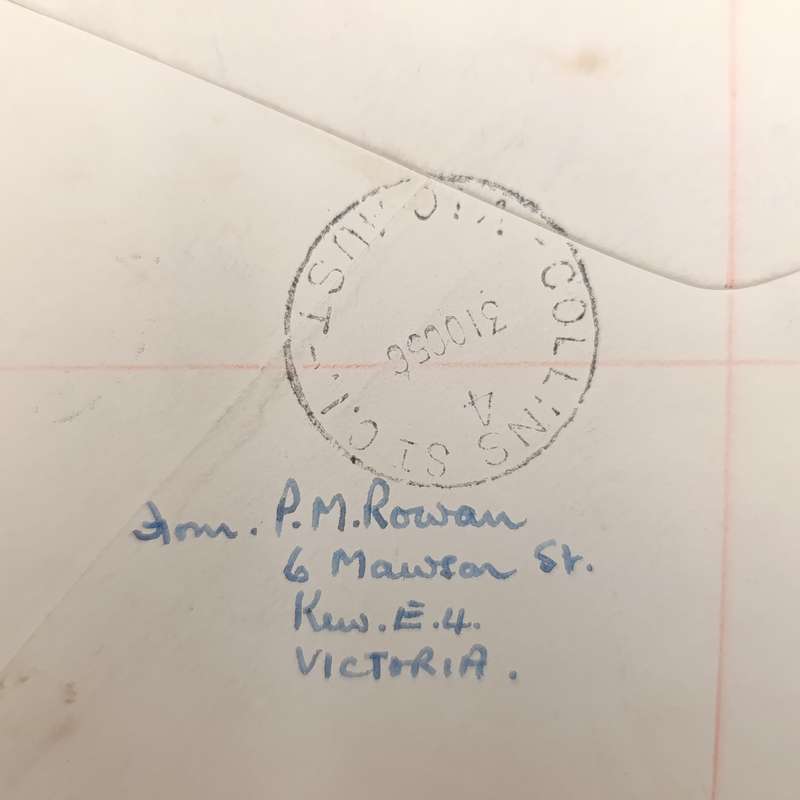 Registered Airmail First day cover from Victoria Australia to Cape Town South Africa 31 October 1956