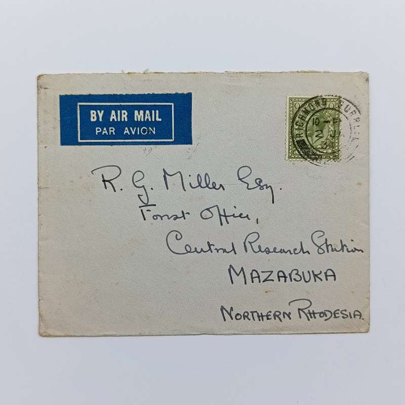 Airmail cover Richmond Surrey to Mazabuka Northern Rhodesia 2 Jan 1934 via Broken Hill