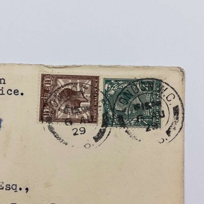 Airmail Cover London to Pretoria South Africa per South African Air Mail Service - 2 British stamps