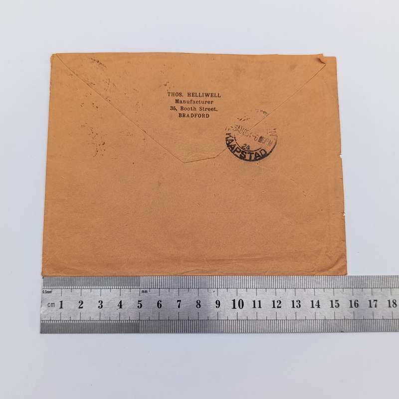 Bradford Great Britain to Cape Town South Africa with 2x British 5 pence stamps cancelled
