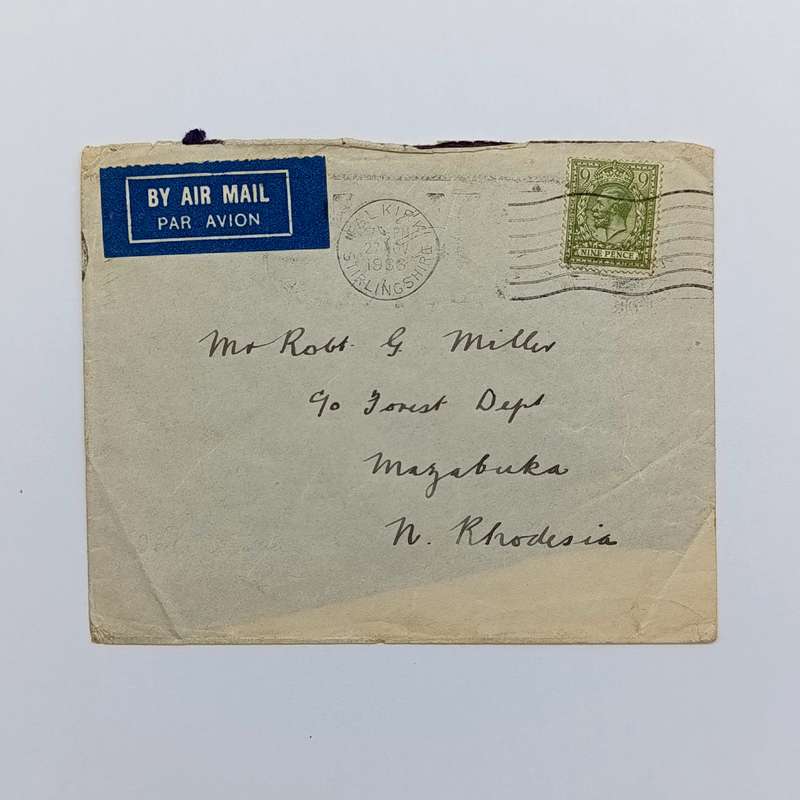 Airmail cover Falkirk Great Britain 27 Jul 1936 to Mazabuka Northern Rhodesia via Broken Hill
