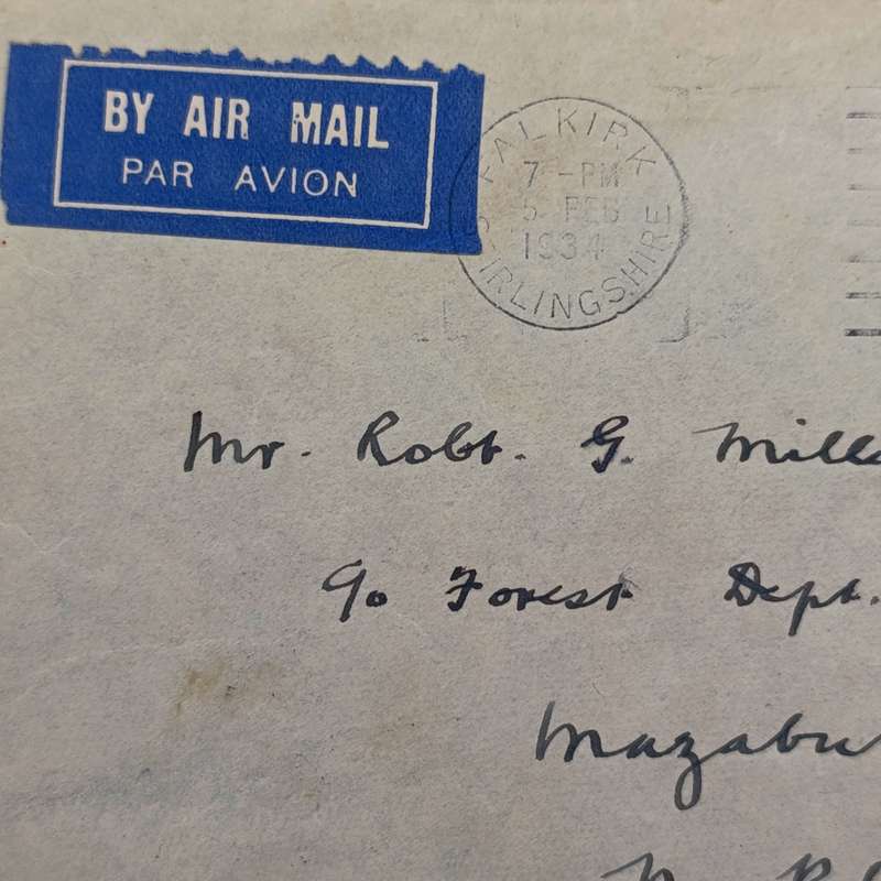 Airmail Cover Falkick Great Britain to Mazabuka Northern Rhodesia 6 Feb 1934 via Broken Hill