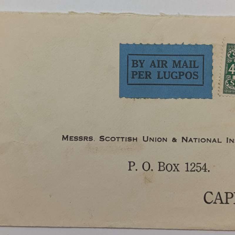 Airmail Cover Port Elizabeth to Cape Town South Africa stamps cancelled 21 Aug 1930