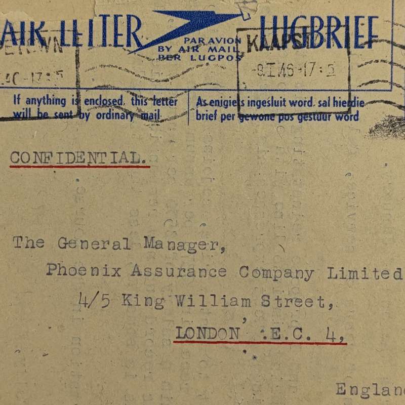 WW2 Air letter used 9 Jan 1946 Cape Town to London with 2 pre-printed 3d stamps