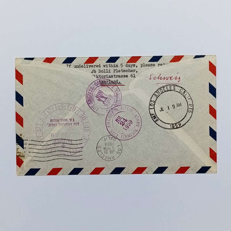 First flight cover Tokyo Japan to Los Angeles California 31 May 1959 with 3 Japanese stamps