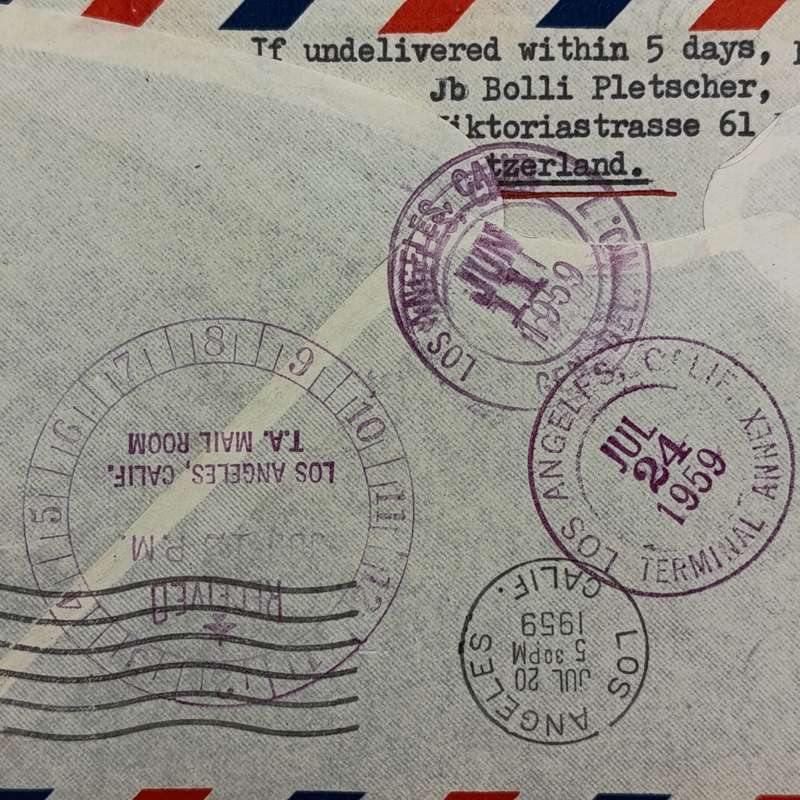 First flight cover Tokyo Japan to Los Angeles California 31 May 1959 with 3 Japanese stamps