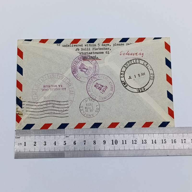 First flight cover Tokyo Japan to Los Angeles California 31 May 1959 with 3 Japanese stamps