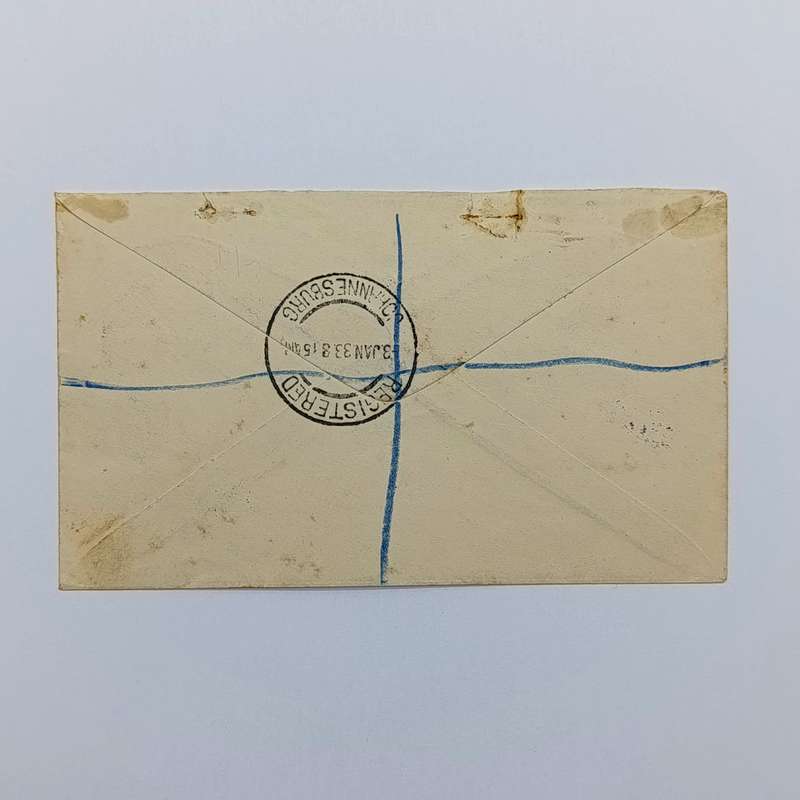 Registered airmail cover flown from Johannesburg to Durban 3 Jan 1933 with SACC 40 and SACC 47